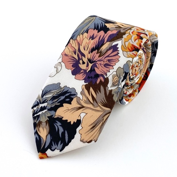 Men's Ochre Mix Floral Print Necktie 5-Piece Gift Set - Picture 6 of 11